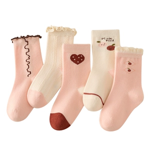 儿童袜子女童春秋纯棉中筒袜全棉宝宝男孩秋冬长筒袜童袜加厚棉袜