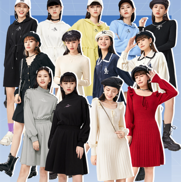 69元包邮！A21女装 长袖气质连衣裙