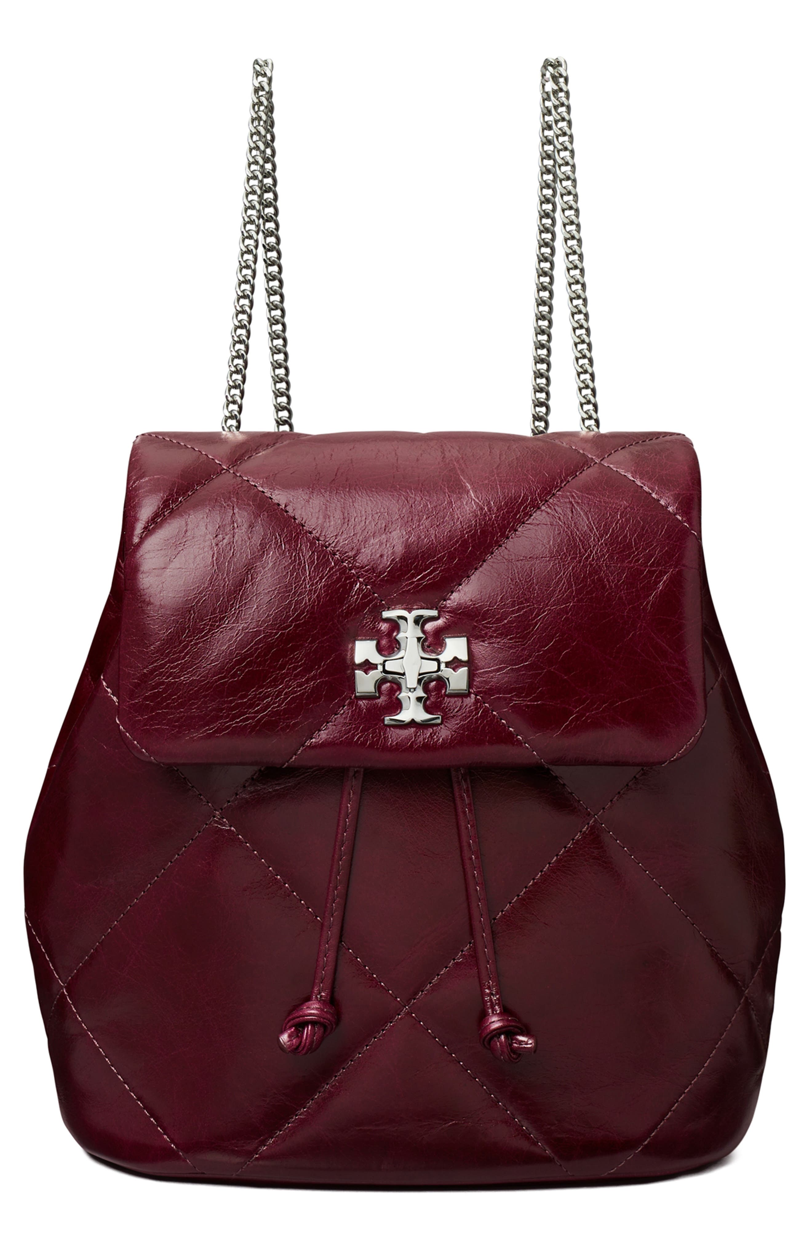 Tory Burch Kira Distressed Diamond Quilted Leather Backpack