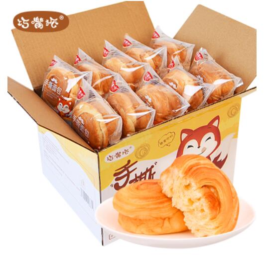 4.9元包邮！巧嘴狐 早餐手撕面包整箱400g