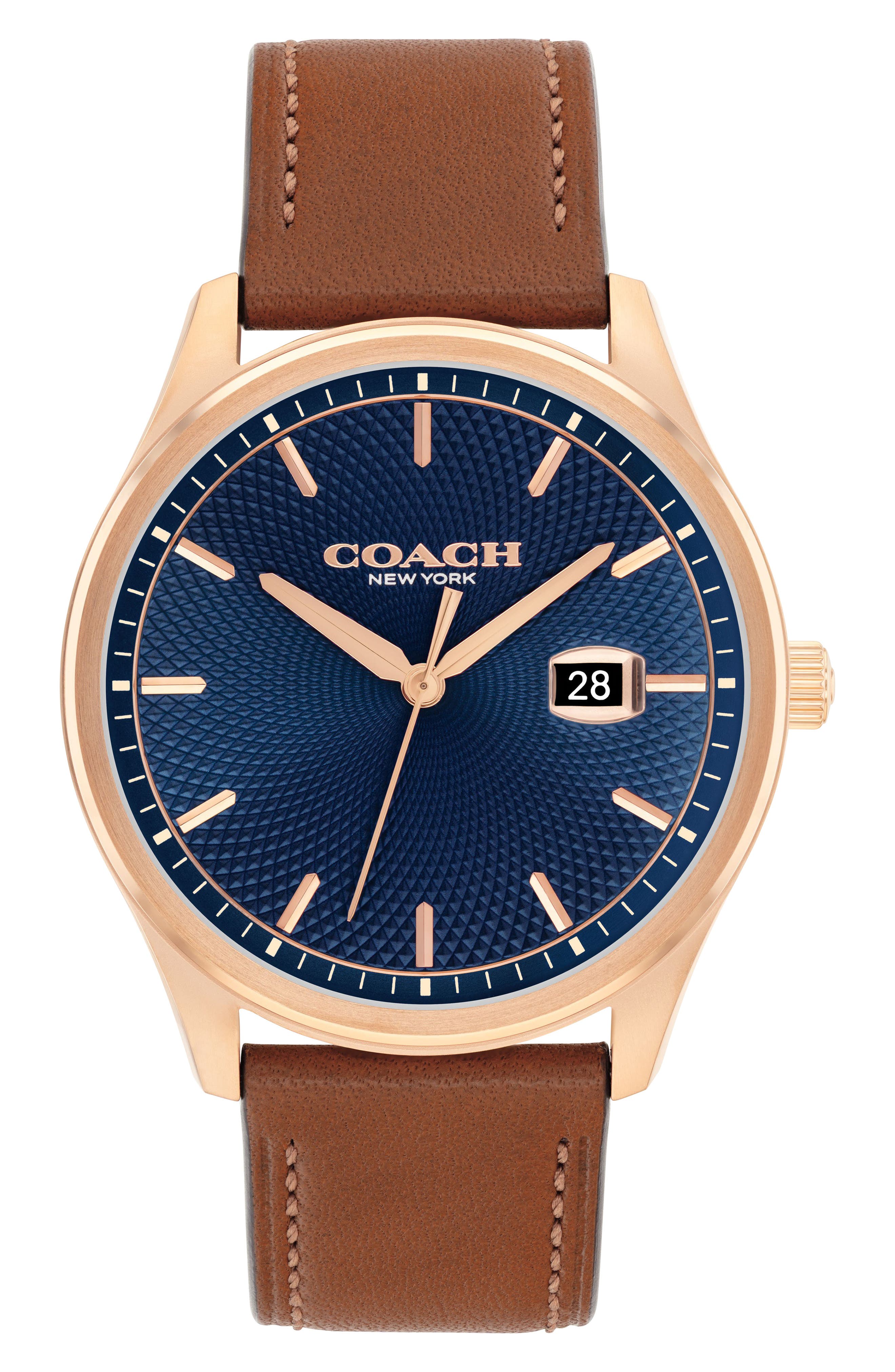 COACH Oliver Leather Strap Watch, 41mm