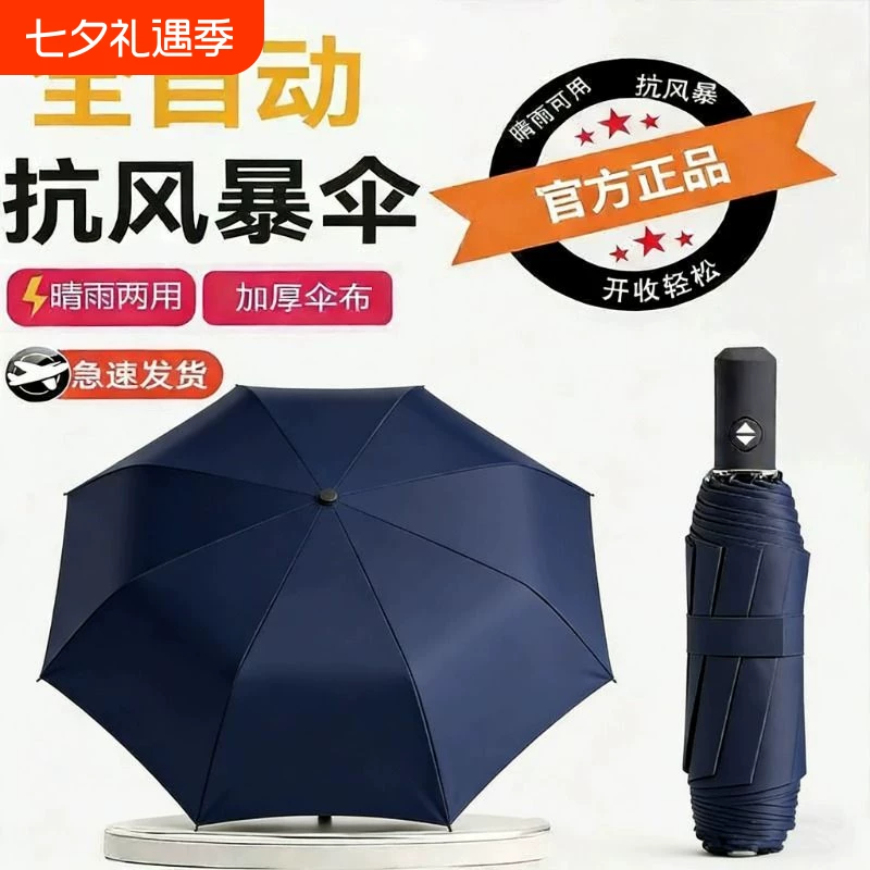 双龙骨黑胶雨伞