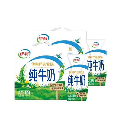 伊利官方旗舰店纯牛奶200ml*12盒*2箱正品囤货学生营养早餐2月MS