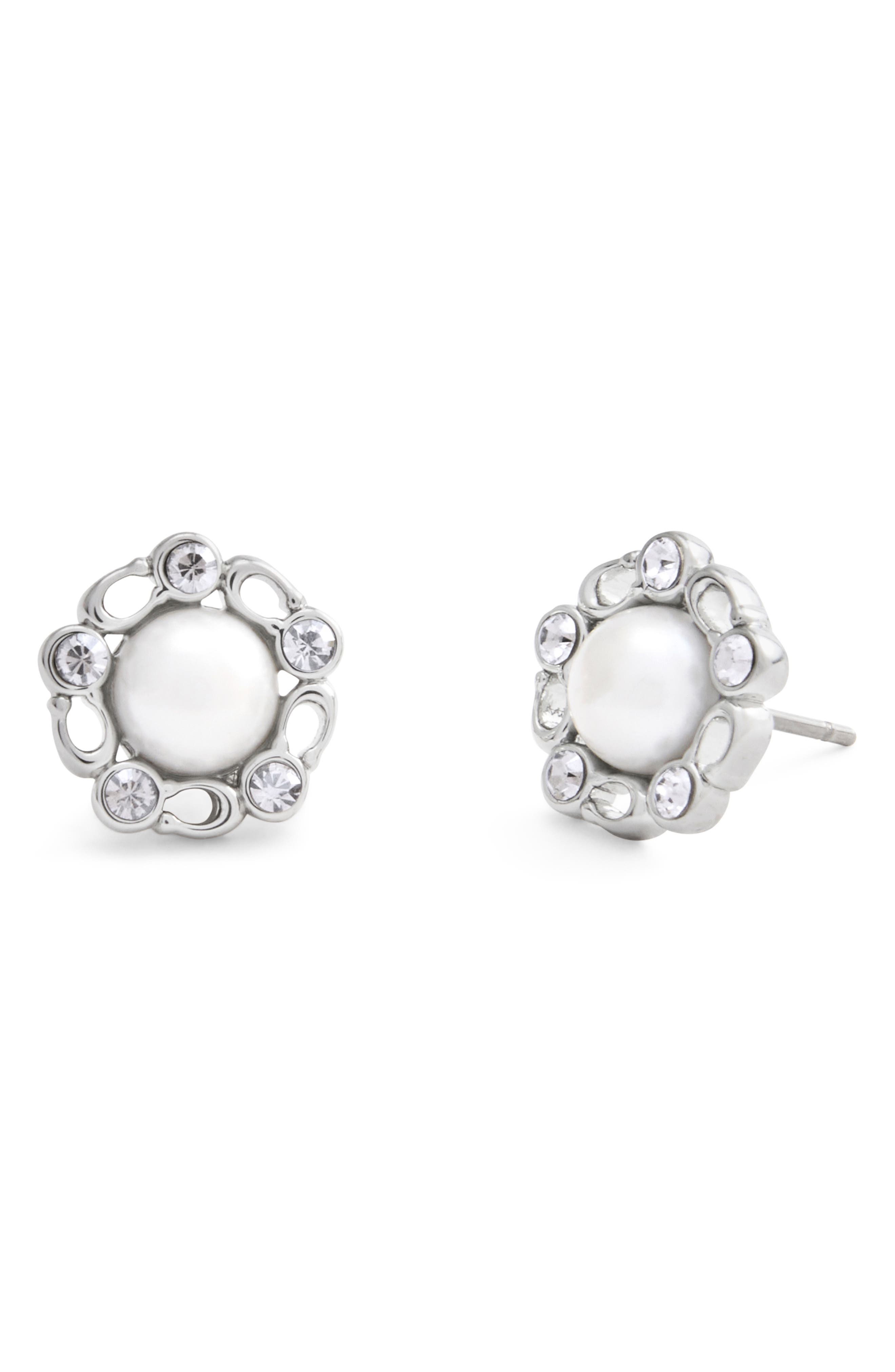 COACH Faux Pearl Stud Earrings
