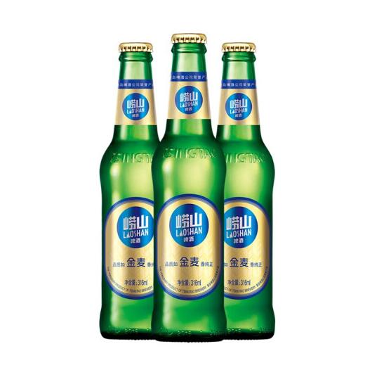 43元包邮！青岛崂山啤酒 经典金麦316ml*24瓶