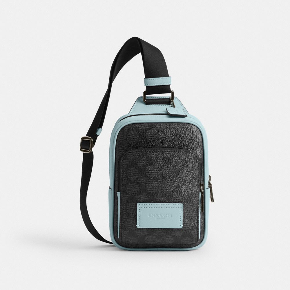coach racer sling pack in colorblock signature canvas CAJ38-QBXTV