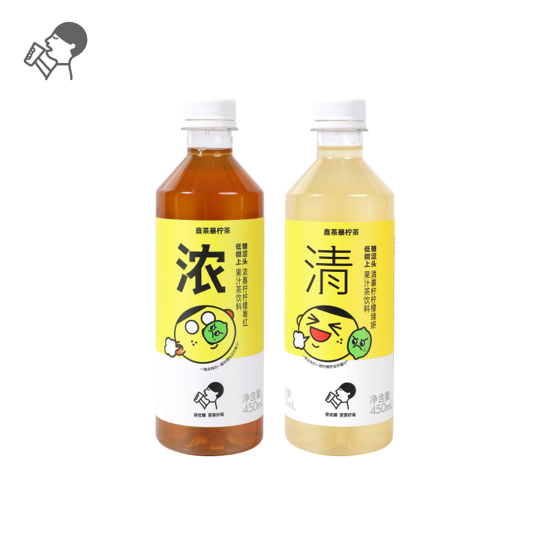 喜茶清暴柠绿妍/浓暴柠粤红柠檬茶450ml*15