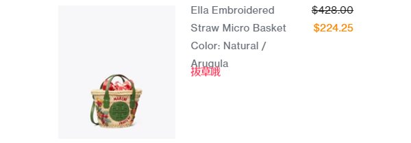 Tory Burch Ella Embroidered Straw Micro Basket