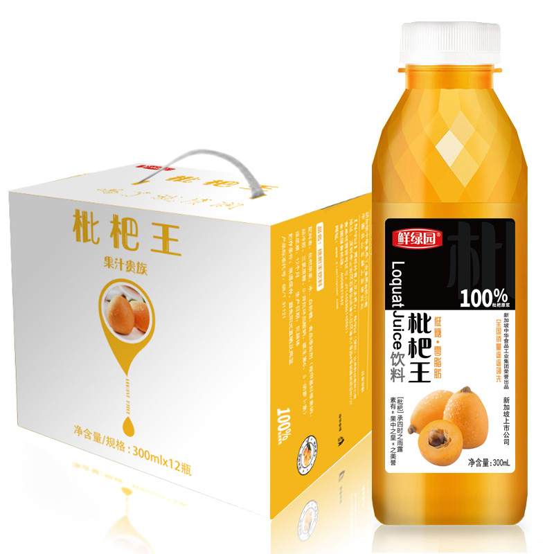 【鲜绿园】枇杷王原浆饮品果汁300ml*6瓶