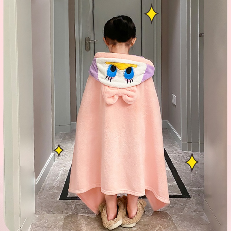 儿童带帽浴袍冬天厚款吸水速干斗篷毛巾