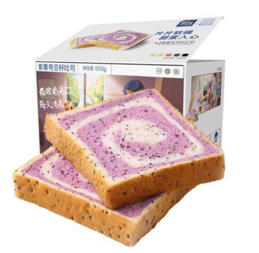 13.9元包邮！三只松鼠 紫薯奇亚籽吐司500g
