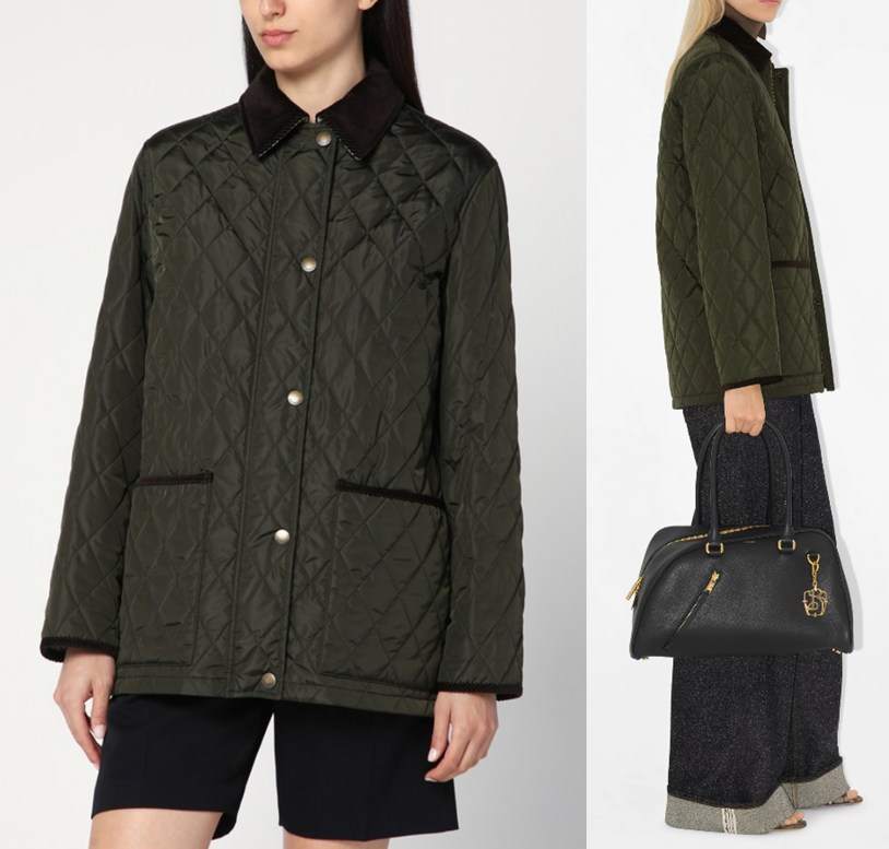 Burberry Dark green quilted country jacket.