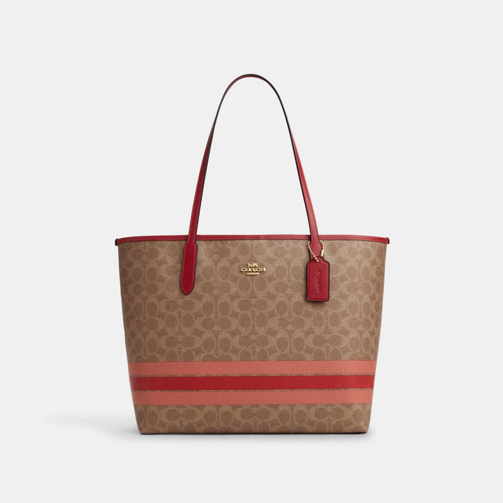 coach city tote bag in signature canvas with stripe CAL86-IMTAM