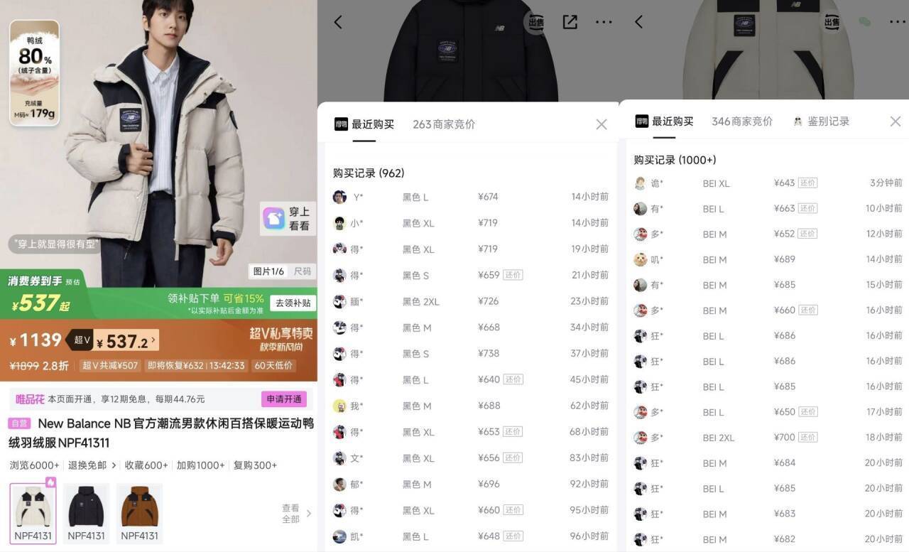 新百伦羽绒服仅537元 两个配色可选
