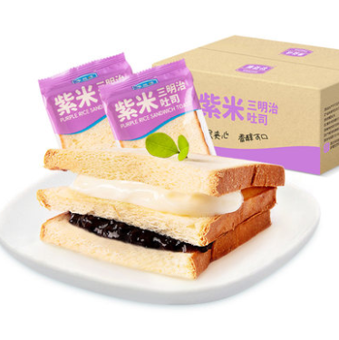 【神价】16.75元包邮！良品铺子同工厂紫米面包550g*2件