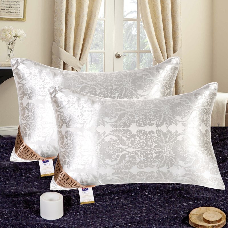 出口海外！贡缎提花蚕丝枕一对装希尔顿酒店
