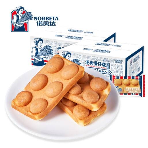 19.9元包邮！诺贝达港街鸡蛋仔糕点手撕面包380g