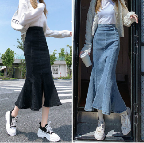 69.89元包邮！拉夏贝尔 新款开叉鱼尾裙