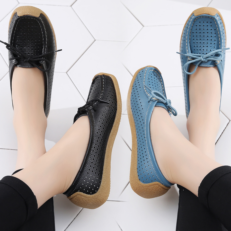 真皮妈妈单鞋软底2022春季新款