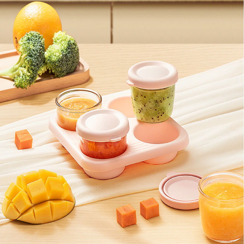 推荐！安扣婴儿玻璃辅食盒保鲜碗冷冻格外出