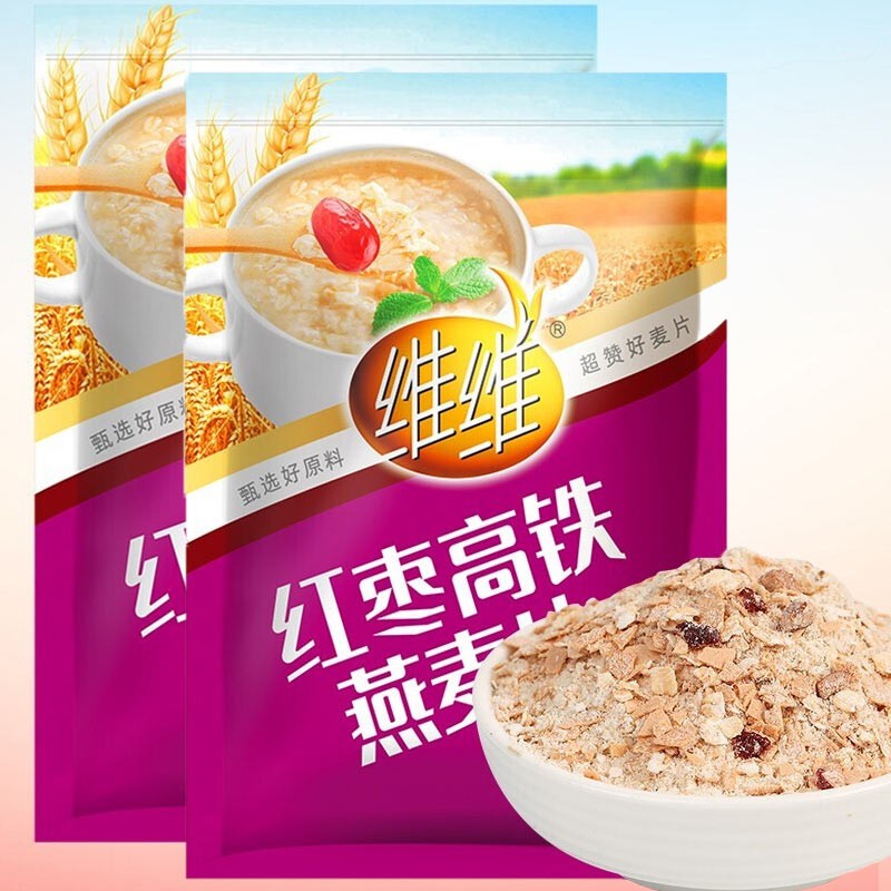 【JD旗舰店】维维 红枣牛奶核桃燕麦片560g*2袋