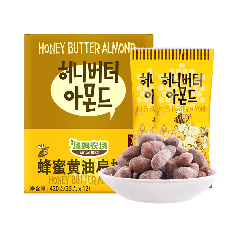 汤姆农场韩国进口蜂蜜黄油扁桃仁420g/盒