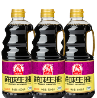 15.8元包邮！巧媳妇鲜味生抽800ml*3