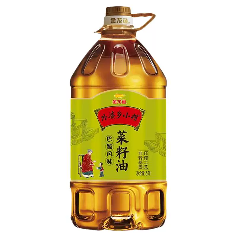 金龙鱼外婆乡小榨菜籽油5L非转基因物理压榨