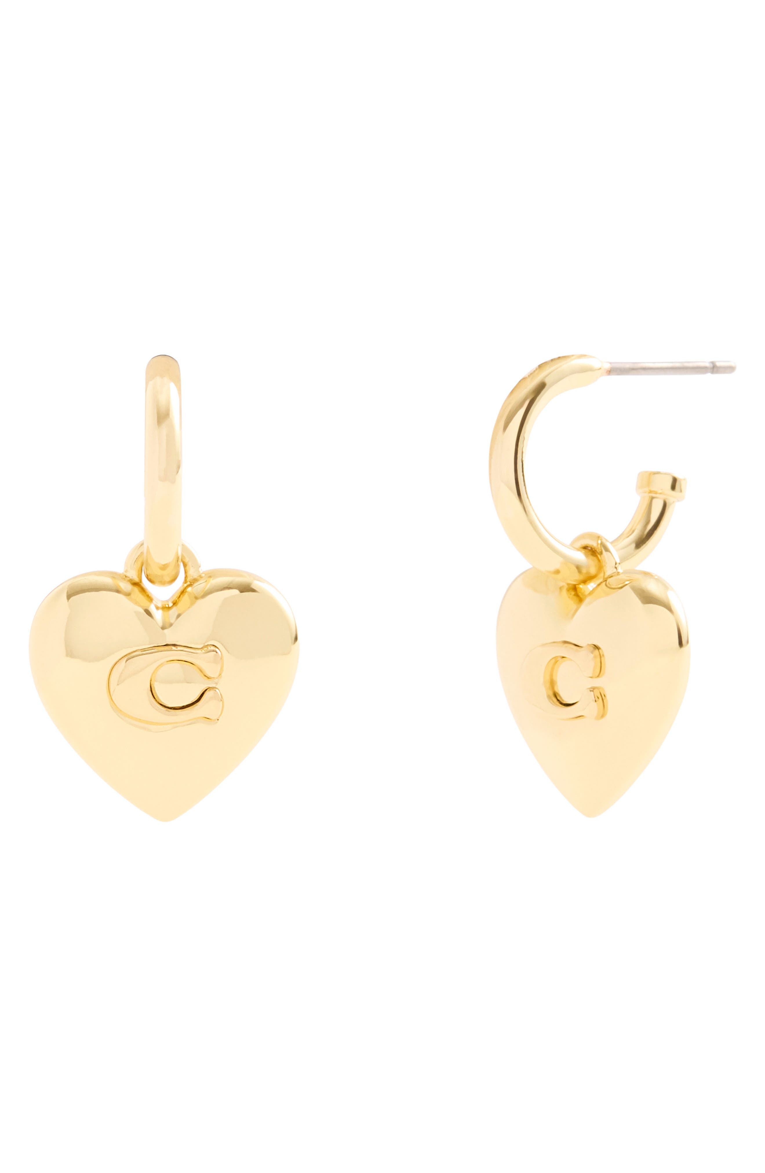 COACH Logo Charm Hoop Earrings