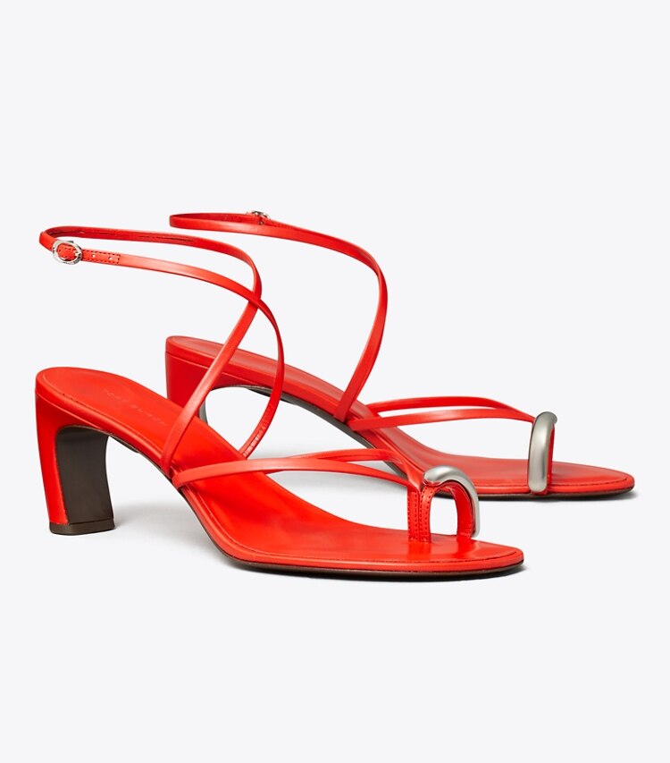 tory burch Pierced Multi-Strap Heeled Sandal