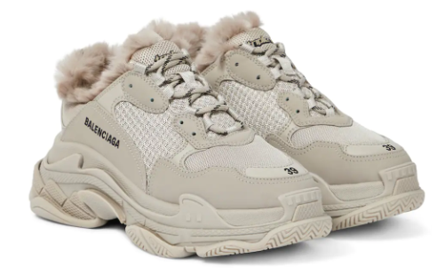 Balenciaga 巴黎世家Triple S 皮毛衬里老爹鞋,5折到手价€615（约4407元