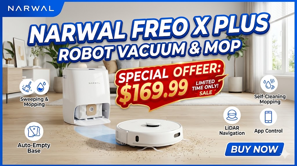 Narwal Freo X Plus robot vacuum and mop on sale - SuriTalk feature