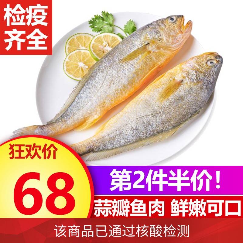 【第二件半价】九善食 无公害黄花鱼300g-350g*2条 