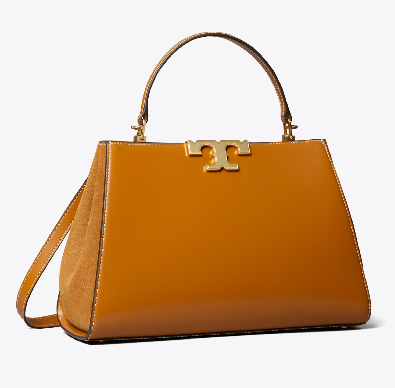 Tory Burch 汤丽柏琦ELEANOR荔枝纹手提托特包 Malt Whiskey