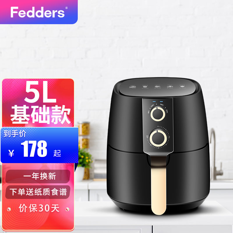 【旗舰店】飞达仕 家用大容量多功能无油电炸锅 5L