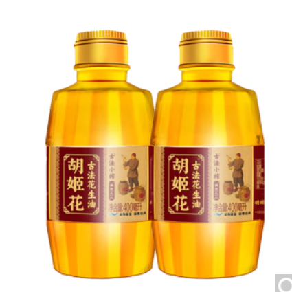 19.9元包邮！胡姬花古法小榨花生油 400ml*2