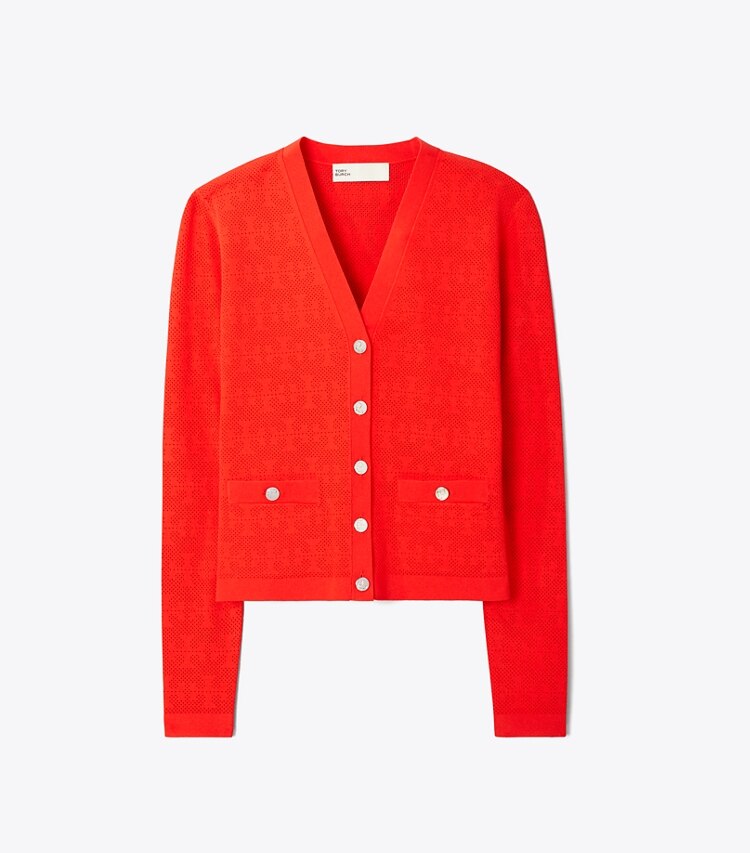 tory burch T Monogram Jacqauard Cardigan