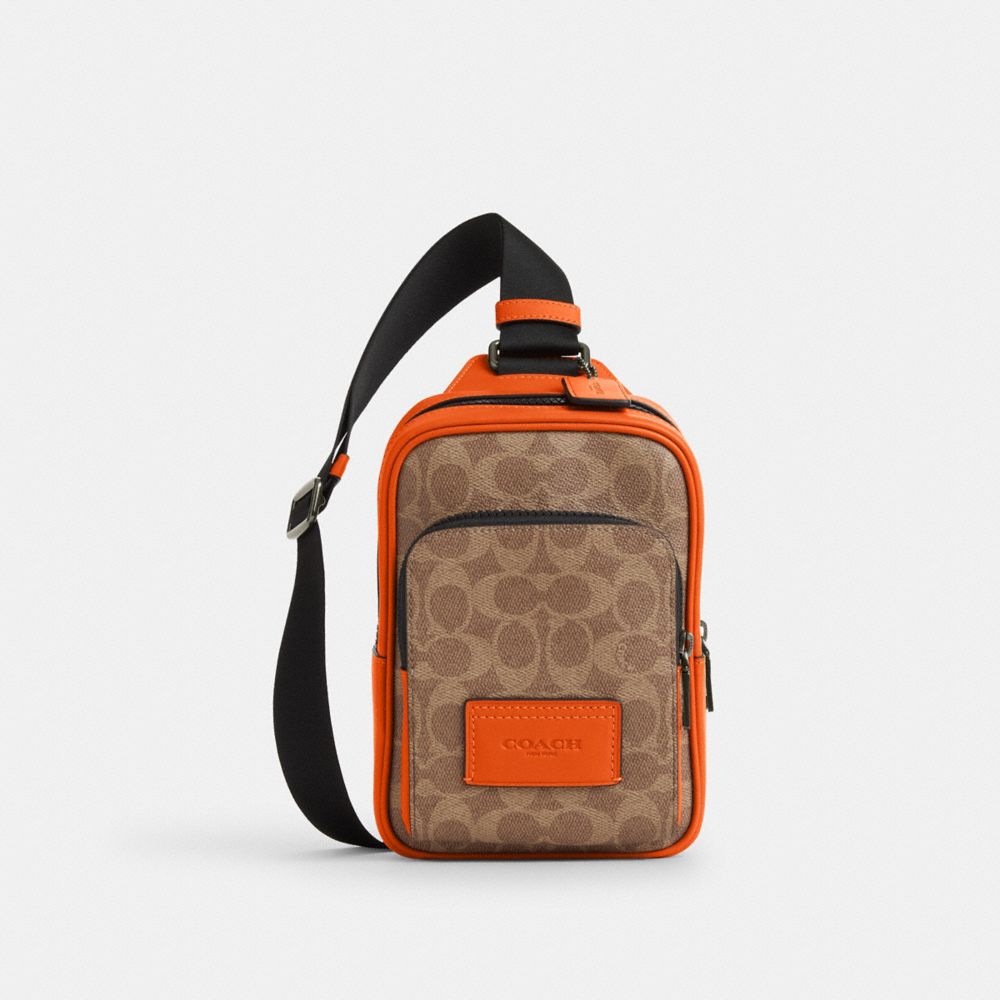coach racer sling pack in colorblock signature canvas CAJ38-QBXTL