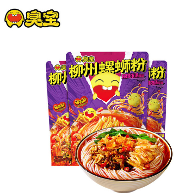 27.4元！臭宝 爆爆浓汤螺狮粉350g*3袋（拍2赠1备注888再赠1共8袋）