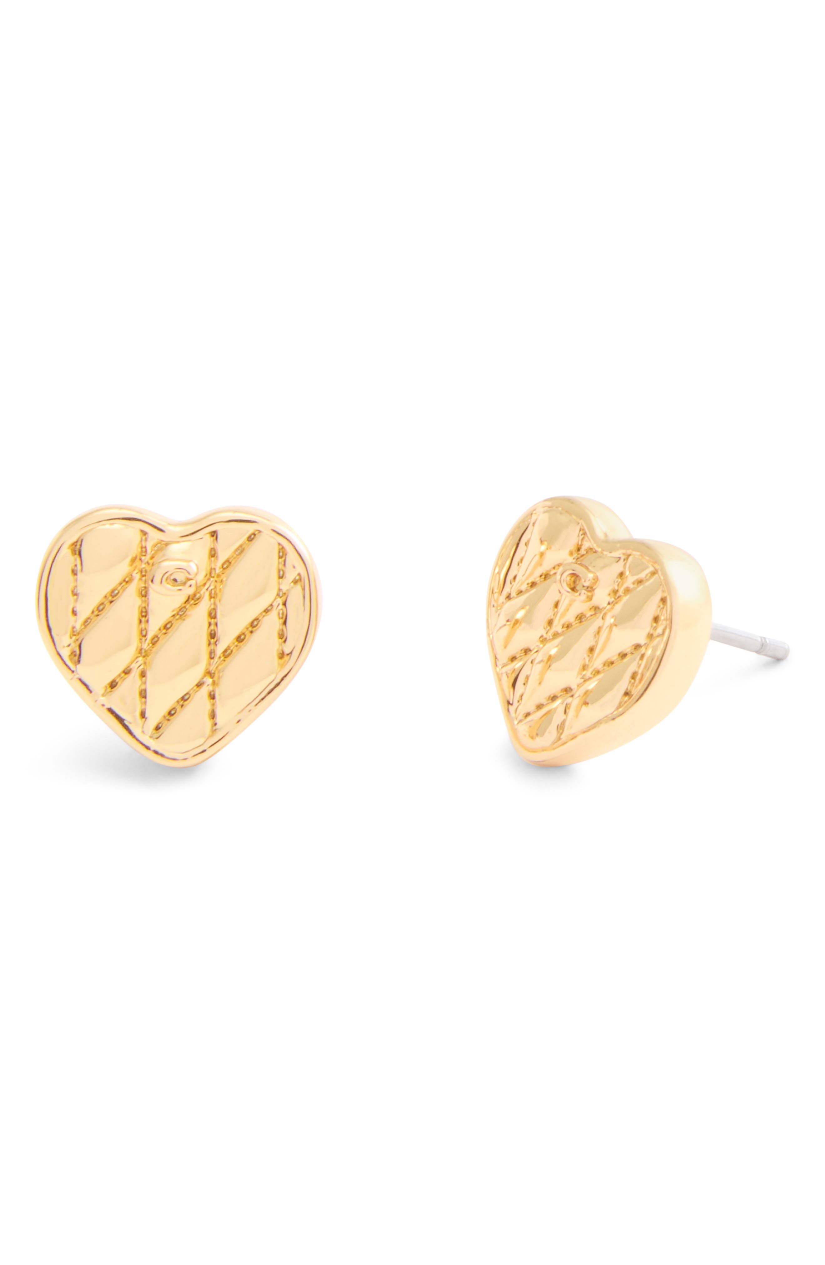 COACH Quilted Heart Stud Earrings