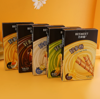 19.9元包邮！百果圈 美味小零食蛋卷酥夹心零食50G*8