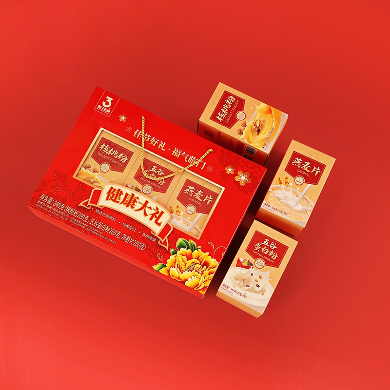 【旗舰店】金惟他 健康大礼包 840g（核桃粉+五谷蛋白粉+燕麦片）