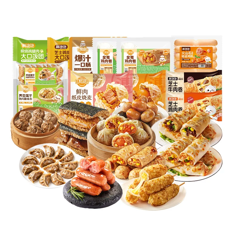 林饱饱纸皮烧麦芝士鸡牛肉卷烤肠饭团膳食包荞麦蒸煎饺一口肠早餐