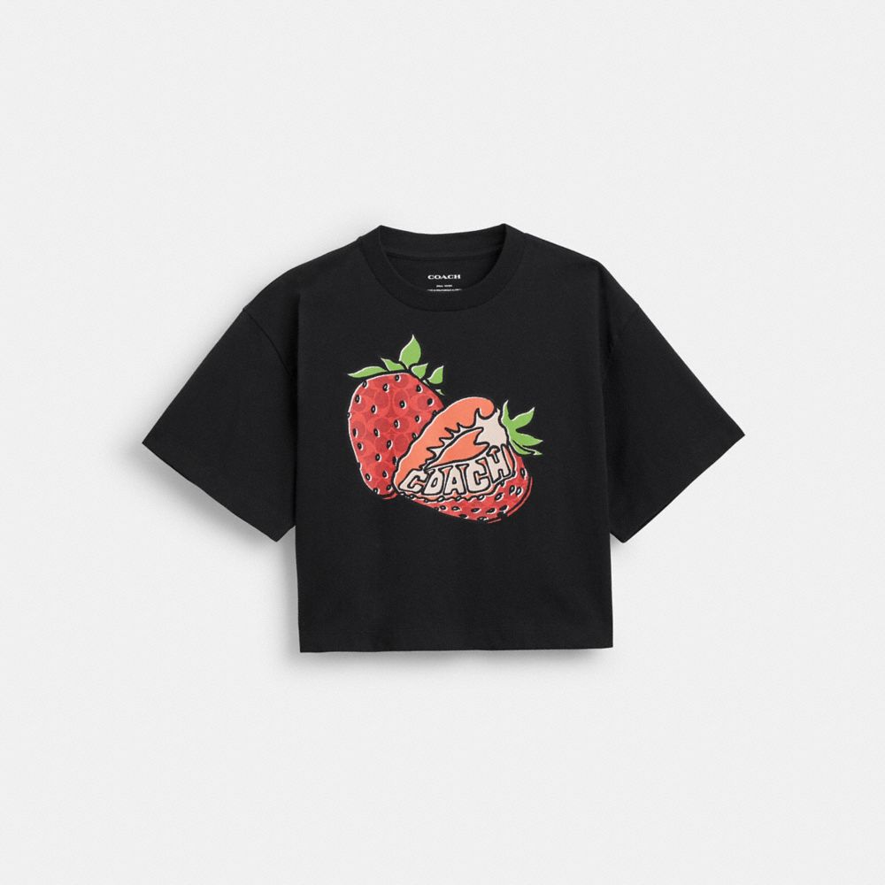 coach strawberry cropped t shirt in organic cotton CAH72-BLK