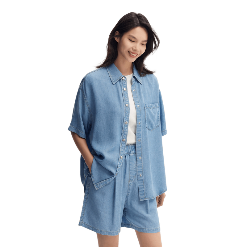 【清仓-情侣衬衫合集A】森马衬衫女落肩宽松短袖衬衣男慵懒舒服