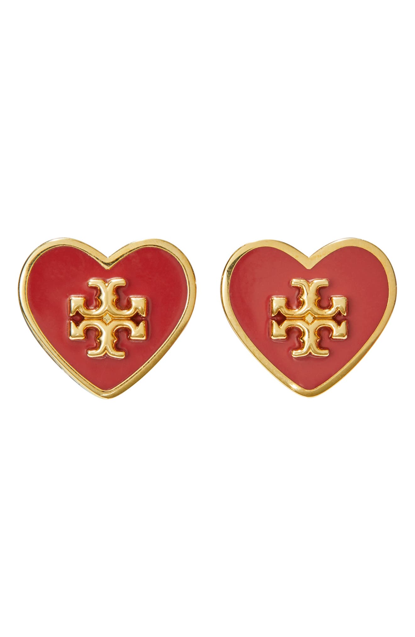 Tory Burch Kira Enamel Heart Stud Earrings