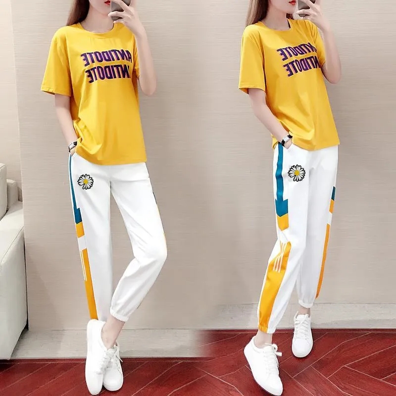 小雏菊T恤短袖长裤运动休闲套装