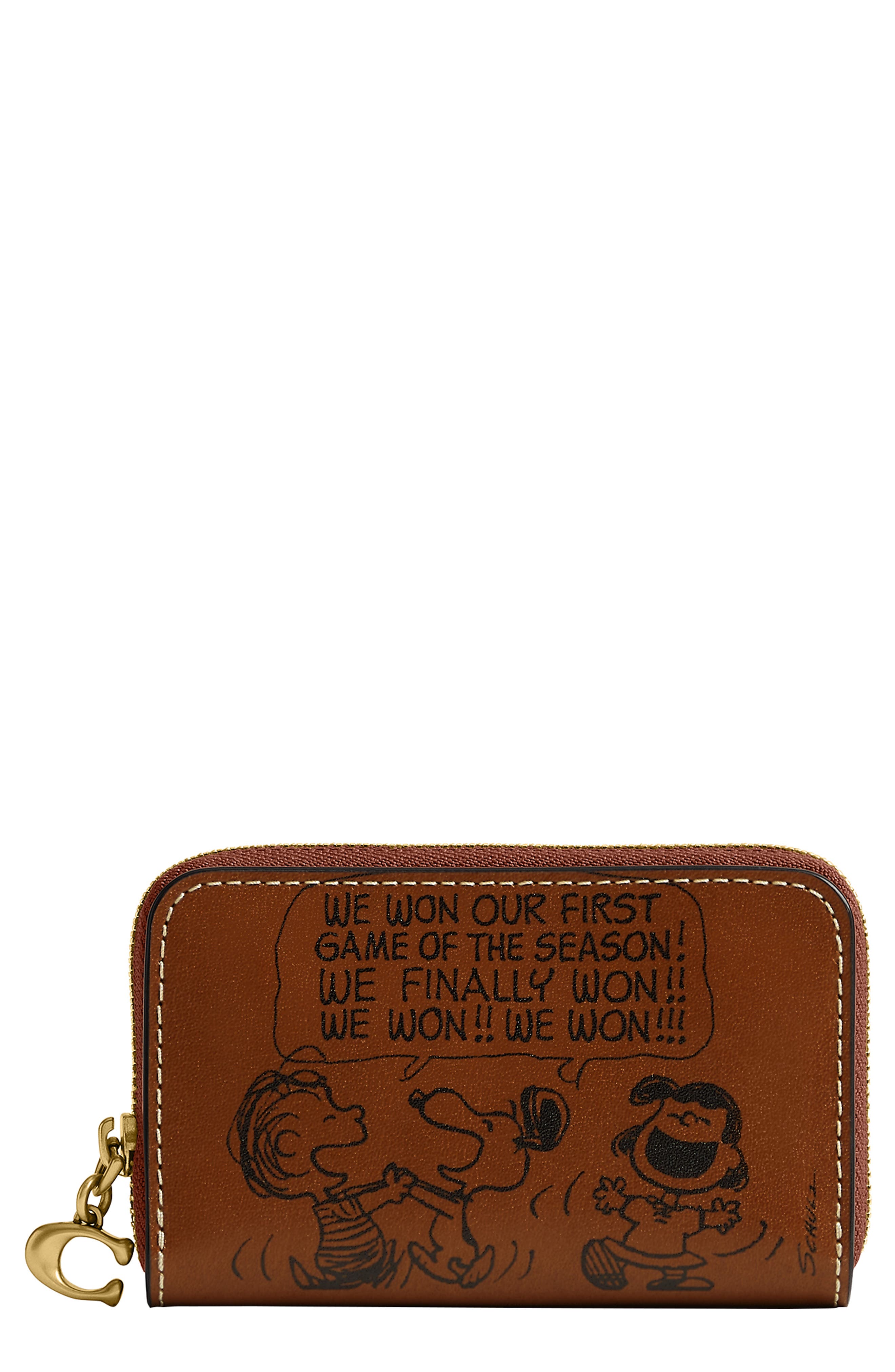 COACH x Peanuts Small Newspaper Print Zip Around Card Case