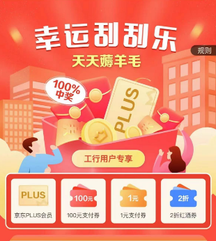 工行抽京东PLUS年卡/E卡/支付券
