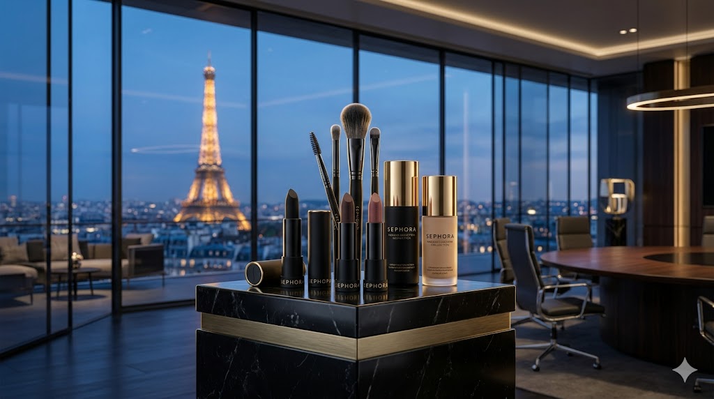 Sephora beauty products haul and store interior branding